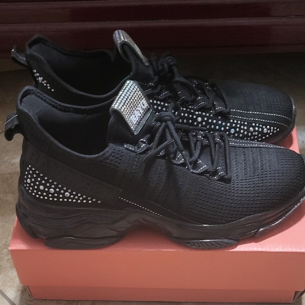 Black Rhinestone Sneakers - Picture 2 of 5